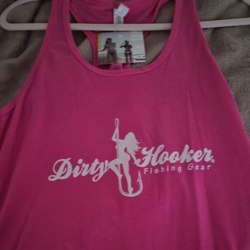 Dirty Hooker Fishing Gear Womens Tank NWT, Size L, Pink